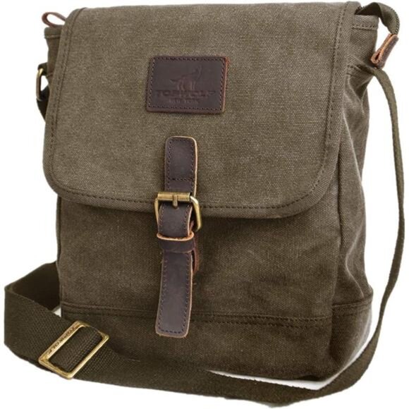 Canvas Messenger Bag Small Crossbody Bag Casual Travel Working Tools Bag - Picture 1 of 8